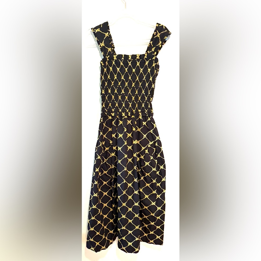 New Damson Madder Tish midi dress in black bow print - Picture 6 of 11